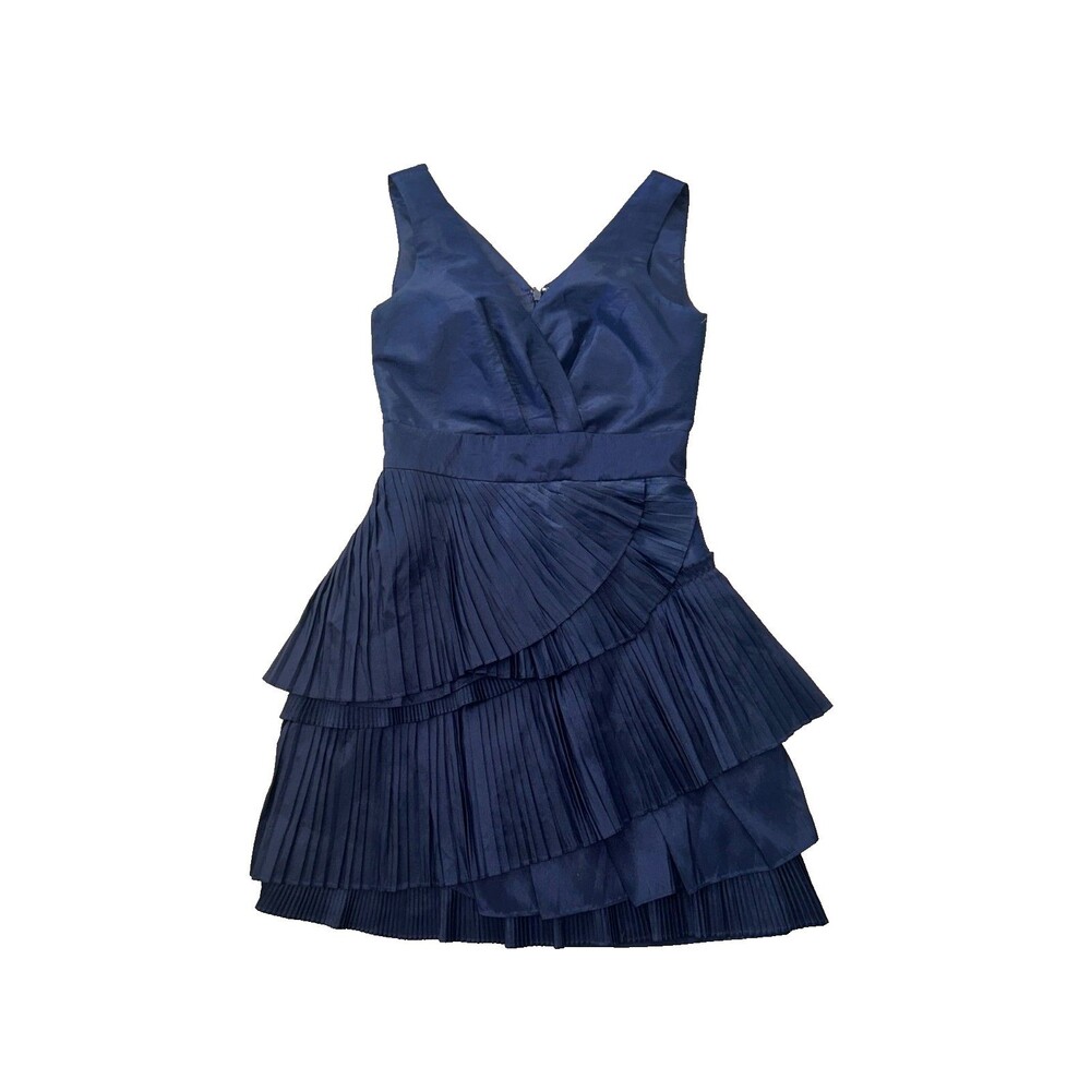 Women's Max & Cleo Navy Blue Taffeta Party Sleeveless Mini Dress Size 4